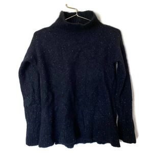 ANN TAYLOR 100% Cashmere Black with White Specks Turtle Neck XS